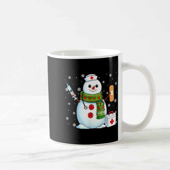 Funny Snowman Nurse Pjs Pajamas Christmas Xmas Wom Coffee Mug (Right)