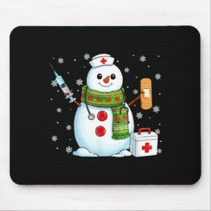 Funny Snowman Nurse Pjs Pajamas Christmas Xmas Wom Mouse Mat