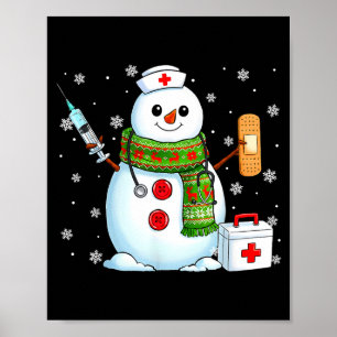Funny Snowman Nurse Pjs Pajamas Christmas Xmas Wom Poster