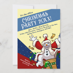 Funny Snowman Santa Christmas Party Add The Year Invitation