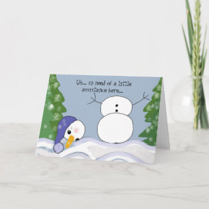 Funny Snowman Scene - Assistance Required Holiday Card