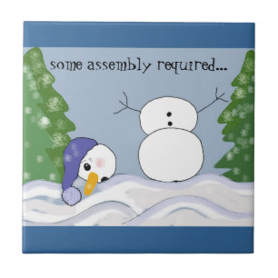 Funny Snowman Scene Tile