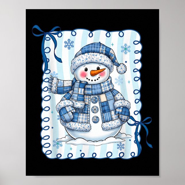 Funny Snowman Snowflake Merry Christmas Xmas Famil Poster (Front)