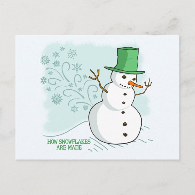 Funny Snowman Snowflakes Postcard (Front)