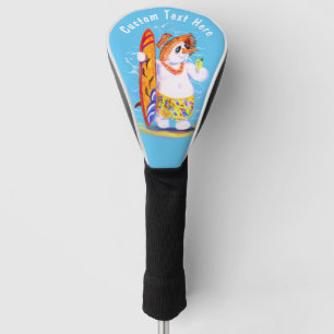 Funny Snowman Surfer Custom Text Golf Head Cover
