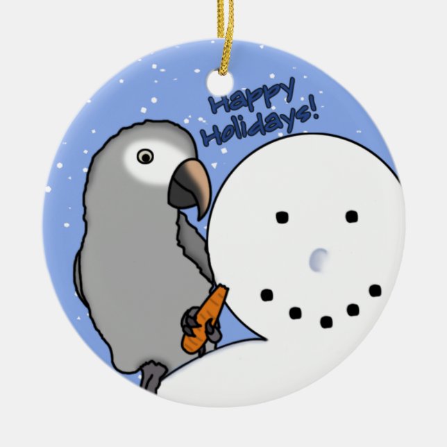 Funny Snowman Timneh African Grey Ornament (Front)