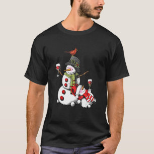 Funny Snowman Wine Bird Christmas Hat Christmas T-Shirt