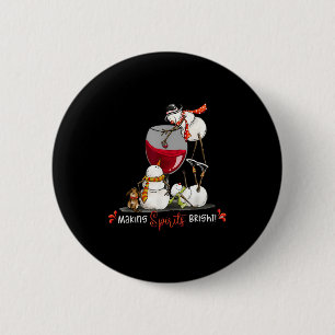 Funny Snowman Wine Christmas Holiday 6 Cm Round Badge