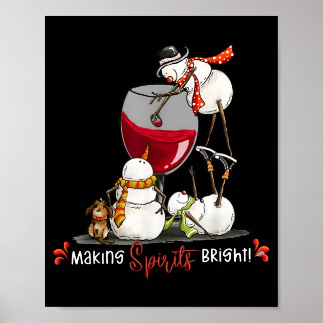 Funny Snowman Wine Christmas Holiday  Poster (Front)