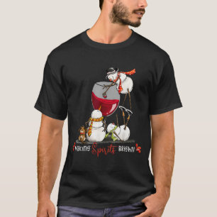 Funny Snowman Wine Christmas Holiday  T-Shirt
