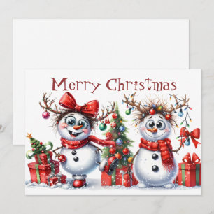 Funny Snowman Winter Christmas Lights Holiday Card