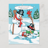 Funny Snowman with Hot Chocolate Cartoon