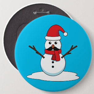 Funny Snowman with Moustache and Carrot 6 Cm Round Badge