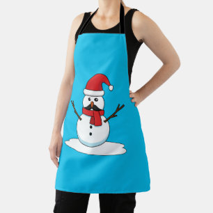 Funny Snowman with Moustache and Carrot Apron