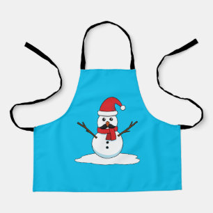Funny Snowman with Moustache and Carrot Apron