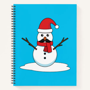 Funny Snowman with Moustache and Carrot Notebook