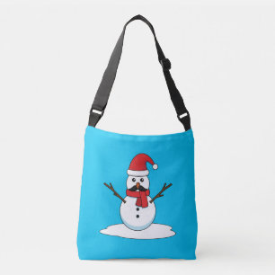 Funny Snowman with Mustache and Carrot Crossbody Bag