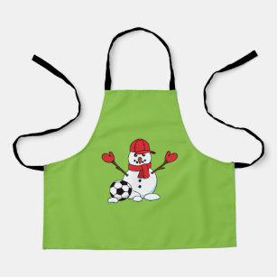 Funny Snowman with Soccer Ball Apron