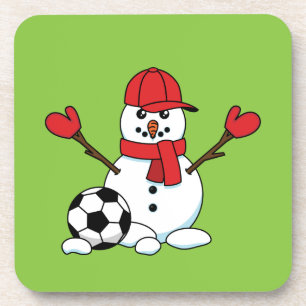 Funny Snowman with Soccer Ball Coaster