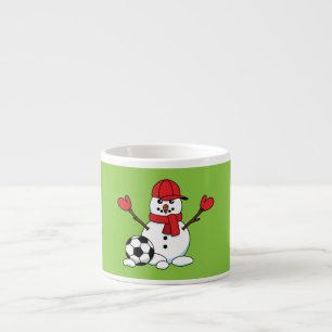Funny Snowman with Soccer Ball Espresso Cup