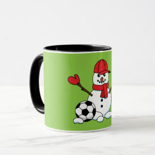 Funny Snowman with Soccer Ball Mug