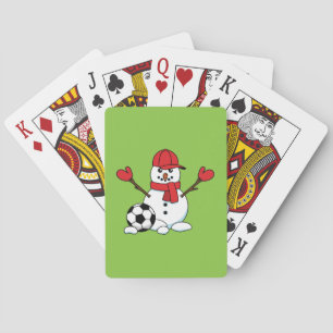 Funny Snowman with Soccer Ball Playing Cards