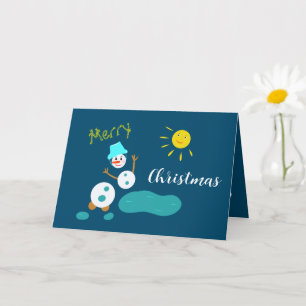 Funny snowman with sun card