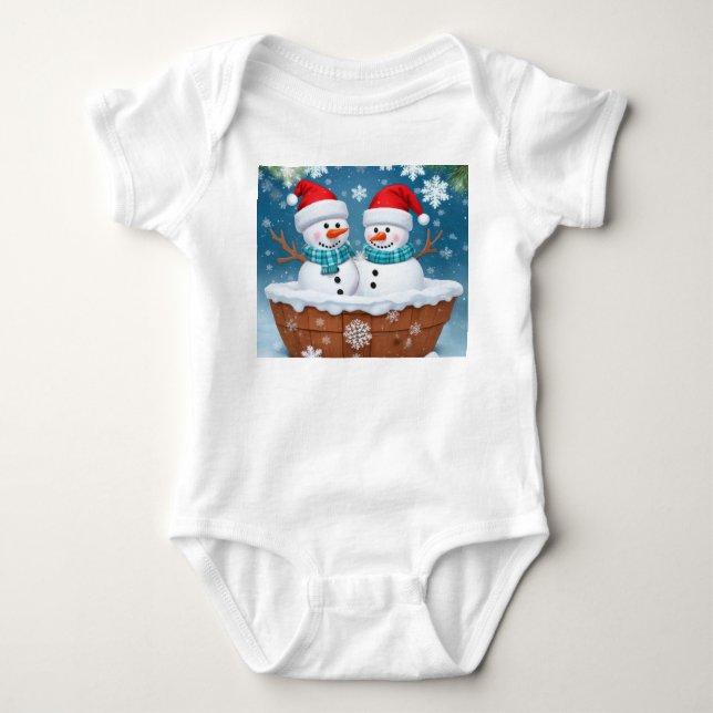 Funny Snowmen Baby Bodysuit (Front)