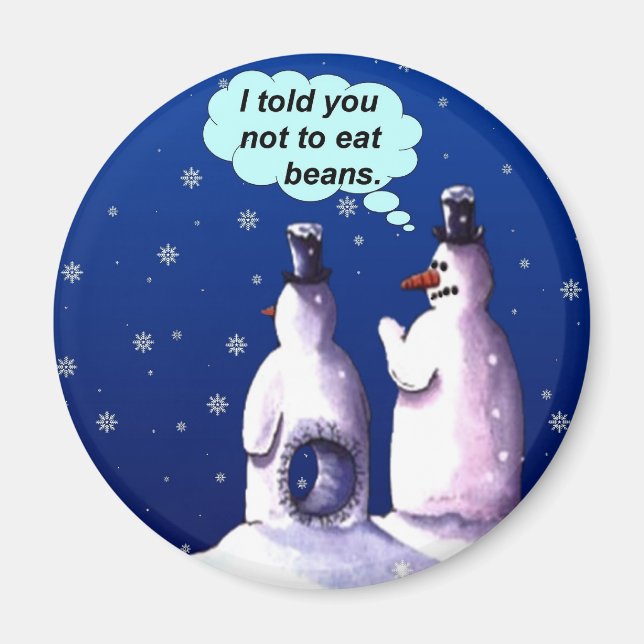 Funny Snowmen Cartoon Magnet (Front)