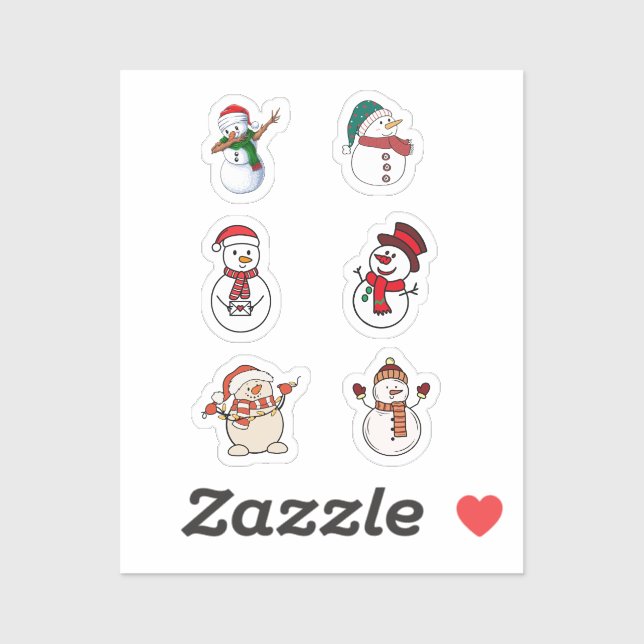 Funny Snowmen Christmas Set Stickers (Sheet)