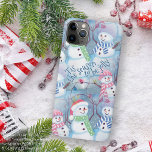 Funny Snowmen Christmas Tree String Lights Pattern iPhone 11 Pro Max Case<br><div class="desc">This cellphone case is a great way to protect your phone and add some winter charm to your style. It features a fun colourful watercolor image of smiling snowmen in the December winter snow, creating a cheerful and festive pattern, and the cute seasonal text Tis The Season To Be Jolly....</div>
