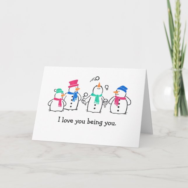 Funny Snowmen Holiday Card (Front)