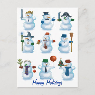 funny snowmen holiday postcard