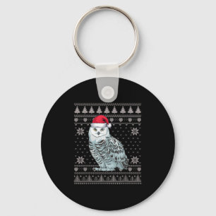 Funny Snowy Owl Ugly Christmas Sweater Santa Xmas  Key Ring