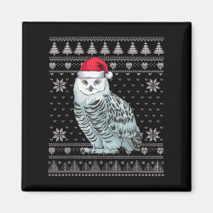 Funny Snowy Owl Ugly Christmas Sweater Santa Xmas  Magnet
