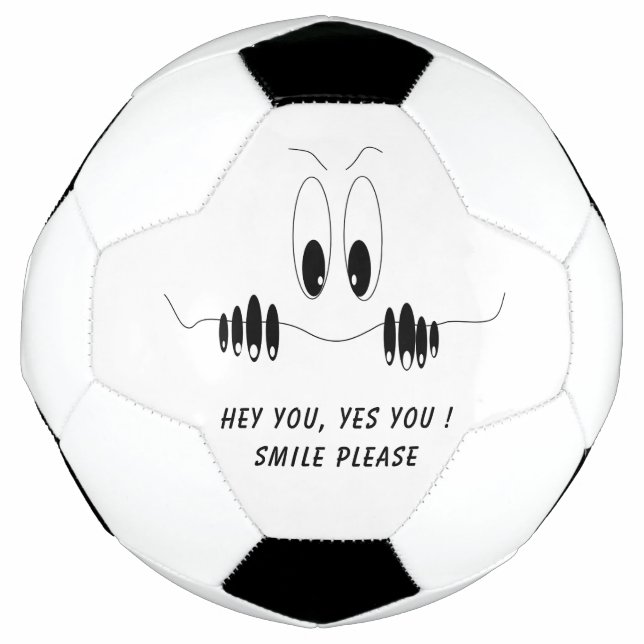 Funny Soccer Ball Gift Curiosity Eyes - Smile (Front)