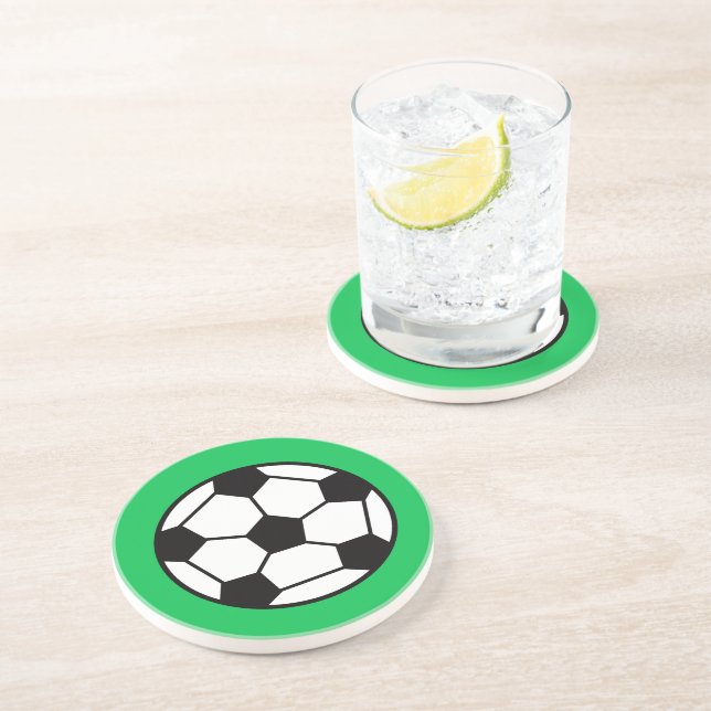 Funny Soccer Ball On Green Background Coaster (Side)