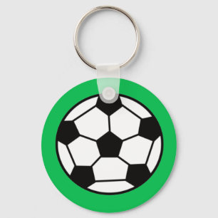 Funny Soccer Ball On Green Background Key Ring