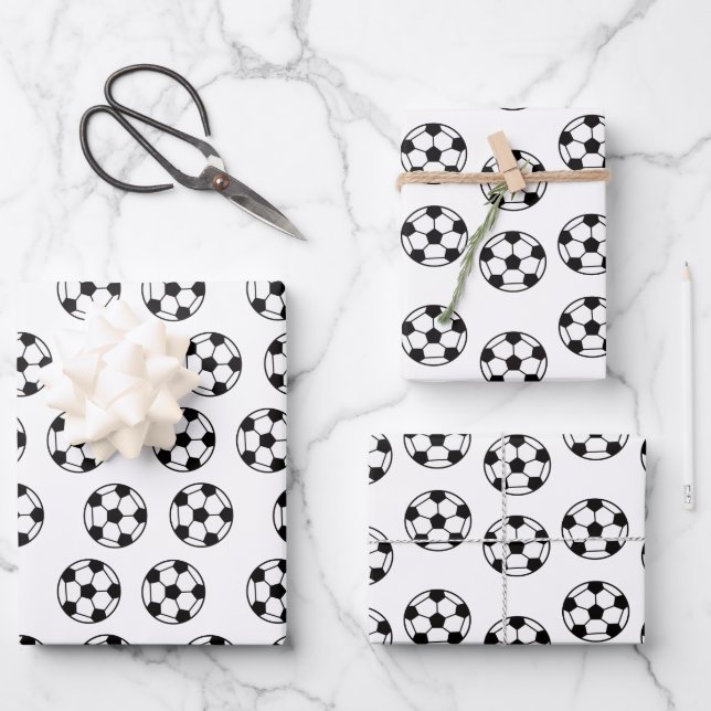 Funny Soccer Ball Pattern Wrapping Paper Sheet (Front)