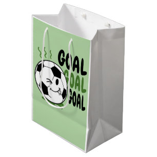 Funny soccer ball, soccer goal medium gift bag