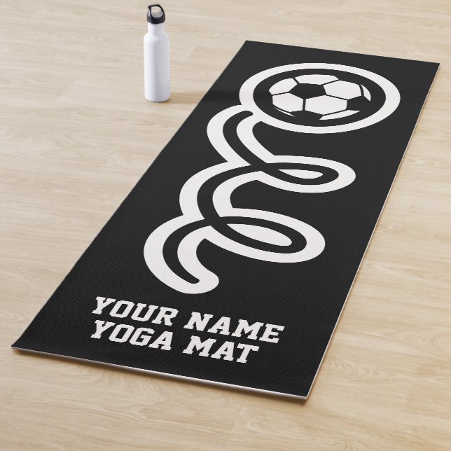 Funny soccer ball sports personalised custom name yoga mat (In Situ)