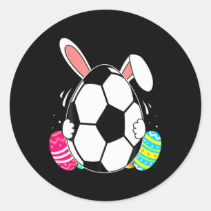 Funny Soccer Byll With Bunny Ears Easter Day Men B Classic Round Sticker
