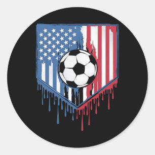 Funny Soccer Drip Boys Ice Cream Patriotic America Classic Round Sticker