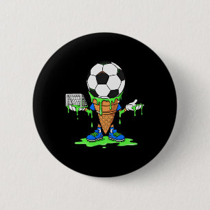 Funny Soccer Drip Ice Cream Cone Graph 6 Cm Round Badge