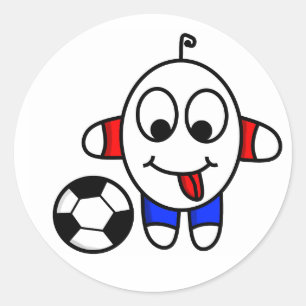 funny soccer dude classic round sticker