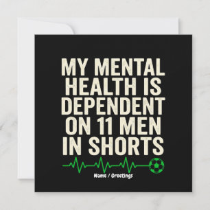 Funny Soccer Fan Mental Health Heartbeat Graphic Invitation