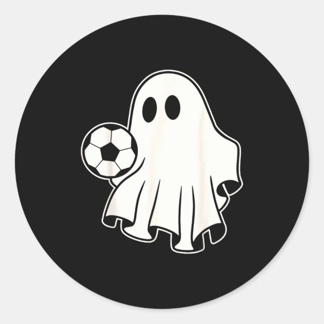 Funny Soccer Ghost Playing Soccer Lovers Halloween Classic Round Sticker (Front)