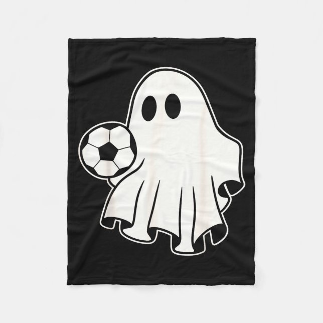 Funny Soccer Ghost Playing Soccer Lovers Halloween Fleece Blanket (Front)