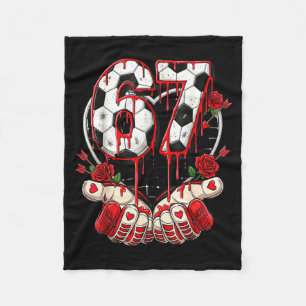 Funny soccer heart 67 six seven valentine meme fleece blanket