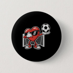 Funny Soccer Heart Love Dabbing Valentine Kids Kic 6 Cm Round Badge